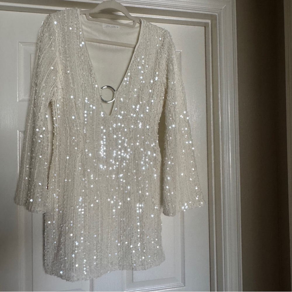 12th Tribe Nerina White Sequin Mini Dress - Picture 3 of 6